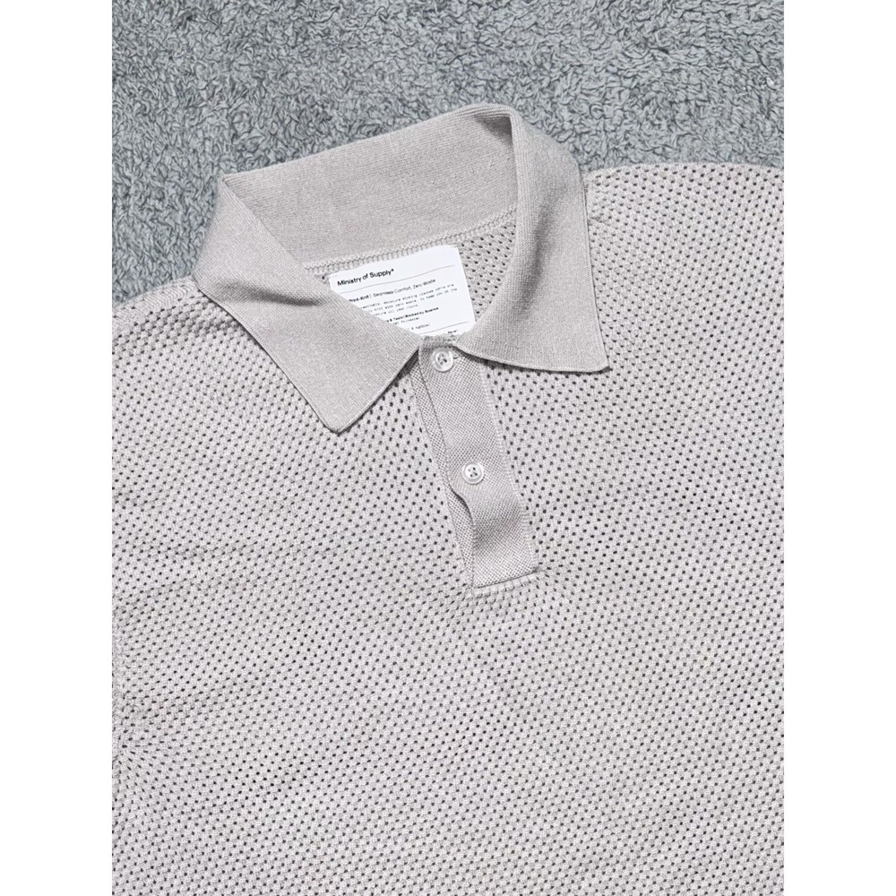 Ministry of Supply Men's Medium 3D Print-Knit Air Polo Shirt Ash Grey